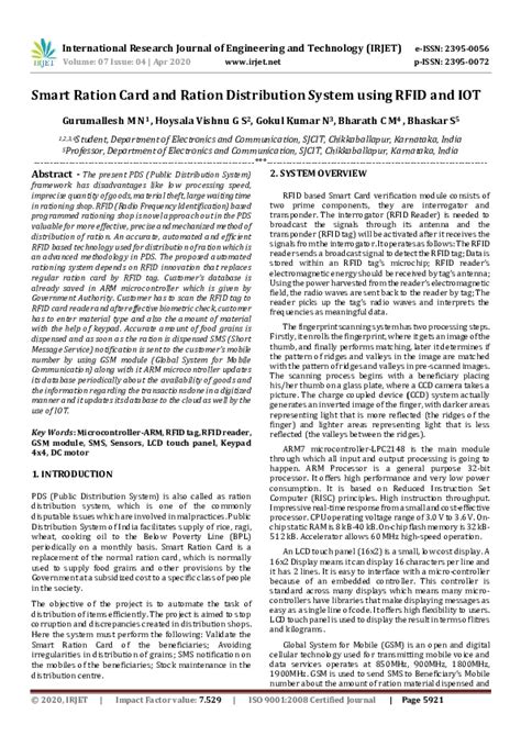 Smart Ration Card and Ration Distribution System using 